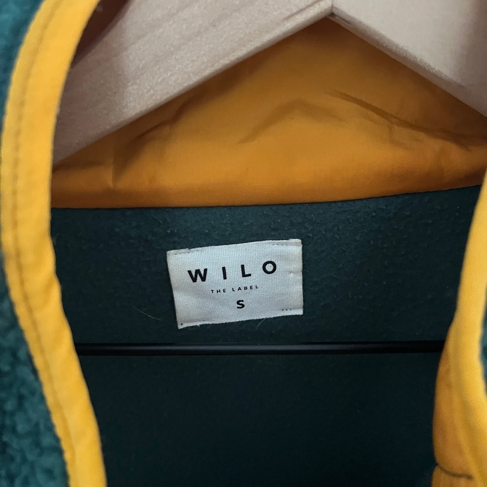 Wilo The Label | Fleece Pullover Boxy Green Long Sleeve Button Front- Small - Picture 2 of 5